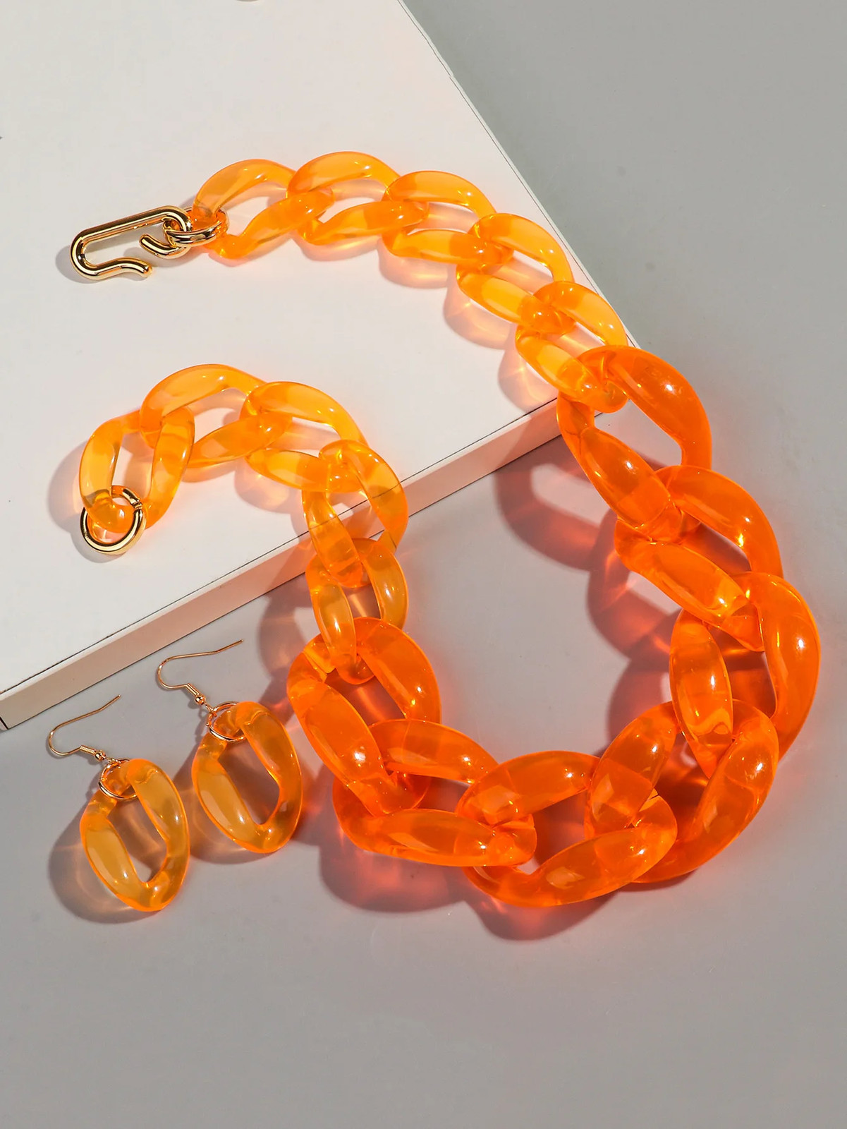Acrylic Link Chain Necklace Chunky Statement 50cm Party Collar Women Jewelry