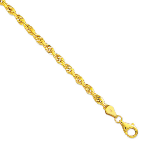 10k Yellow Gold 22″ Solid Diamond Cut Rope Chain Necklace 4 mm 19 Grams