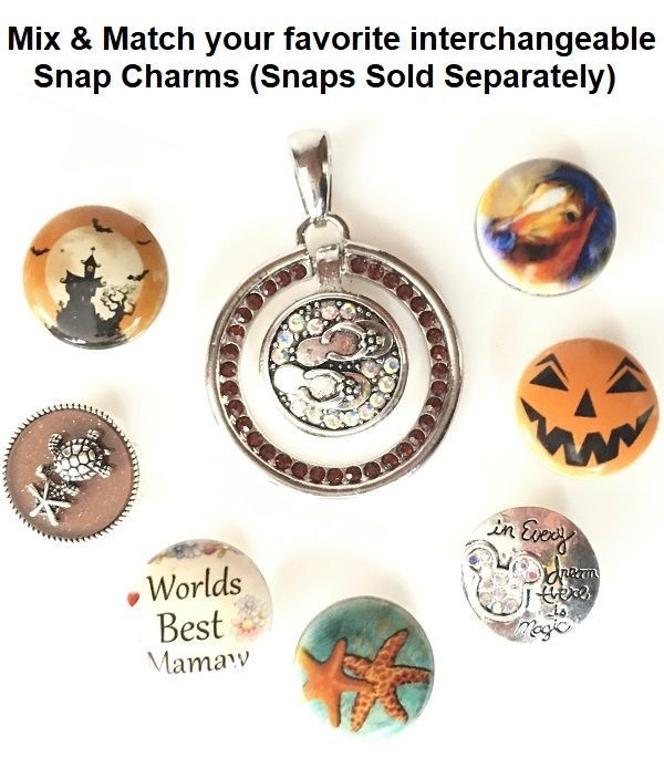 Snap Jewelry Pendant Rhinestone Halo Brown CZ Fits 18-20mm Ginger Style Charms