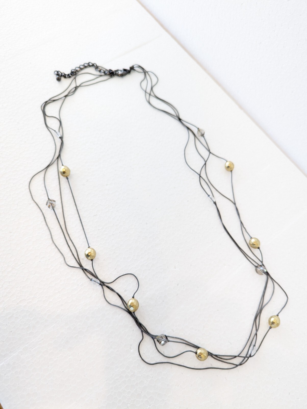 Chicos Necklace Womens 34″ Adjustable Beaded Layered Boho Mature Casual Office