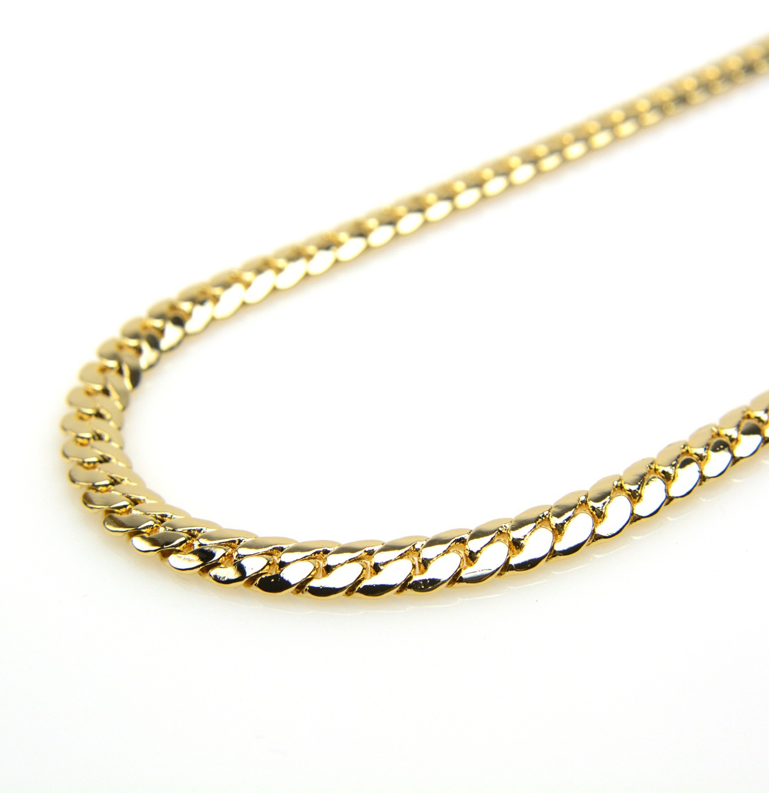 Men’s 6 mm Solid 14k Yellow Gold Plated Miami Cuban Link Chain Necklace 24″