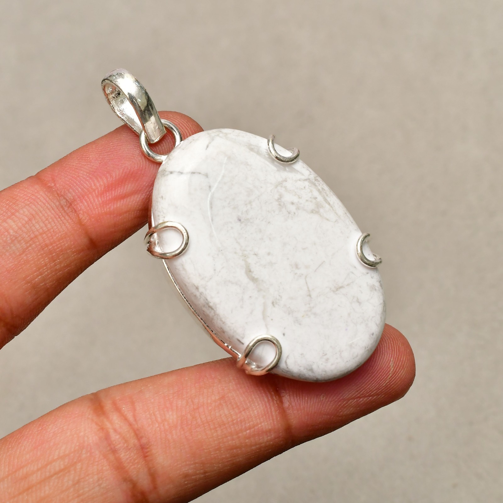 Howlite Gemstone Handmade 925 Sterling Silver Jewelry Pendant 2.08″