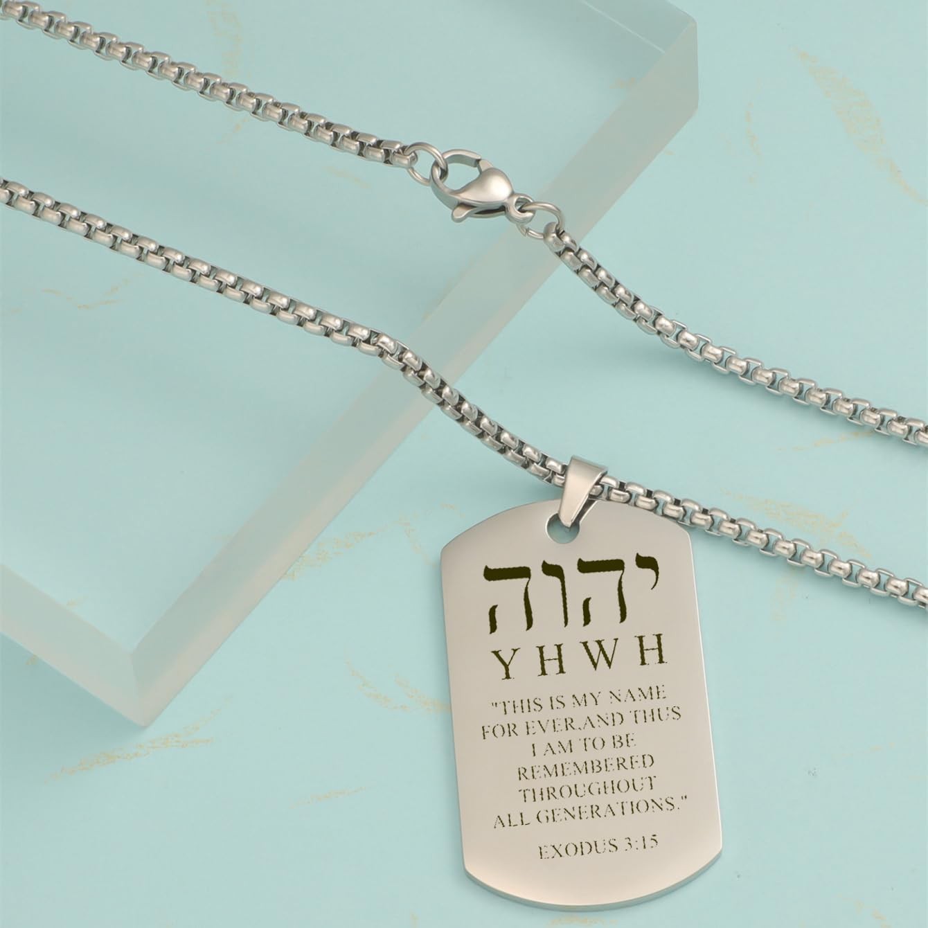 HOMLIFPER Hebrew YHVH YHWH Jehovah Names of God one size, Silver-EXODUS 3:15