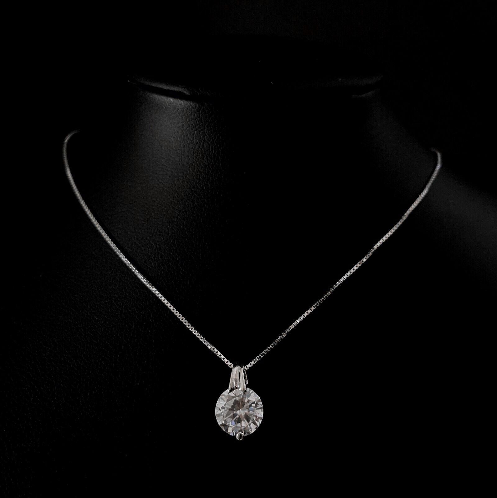 1.3 CTW Simulated Diamond Eternity Solitaire Pendant Sterling Silver Bridal Gift