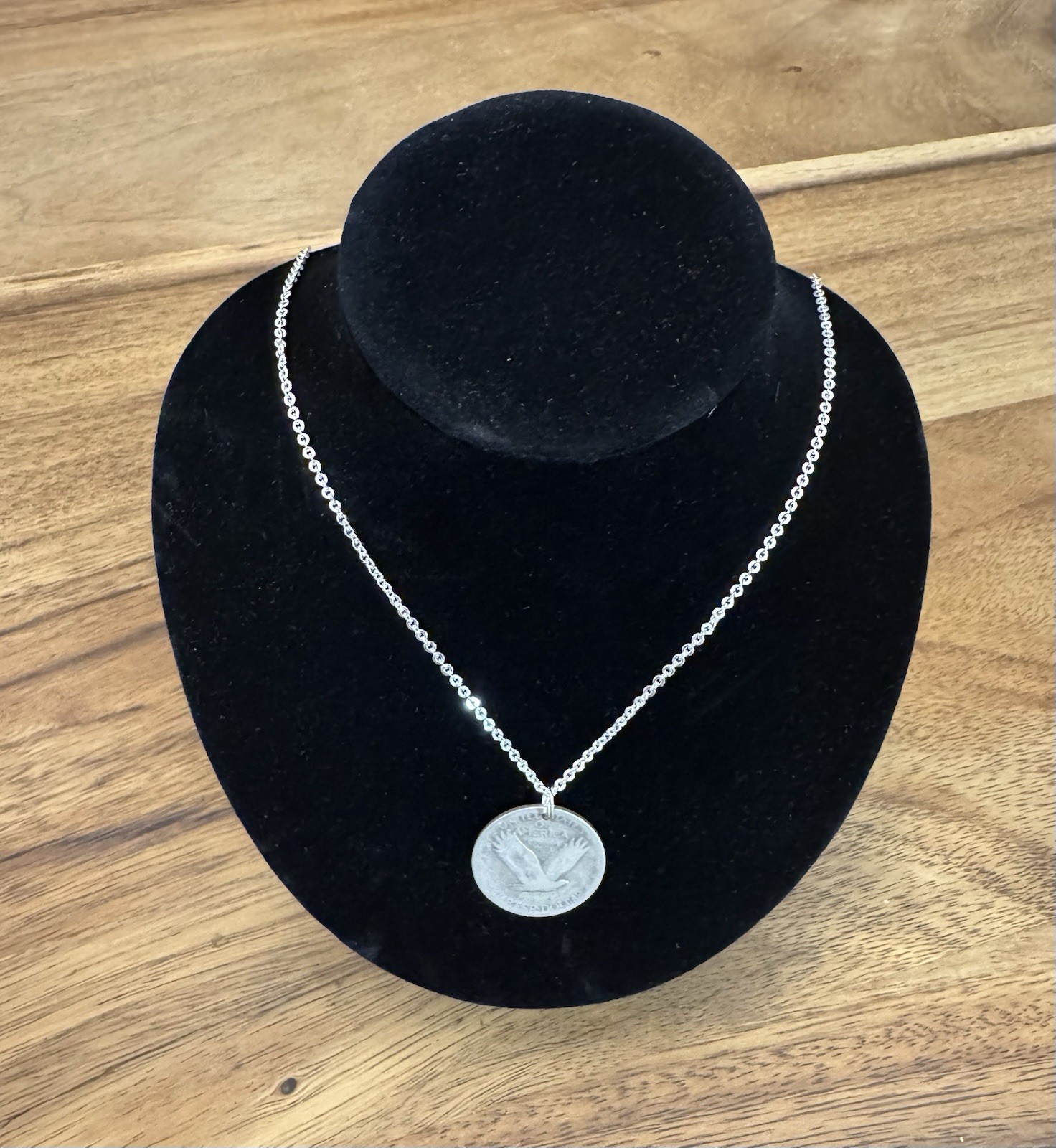 Standing Liberty Quarter Pendant W/ .925 Necklace-90% SILVER Eagle Coin Jewelry