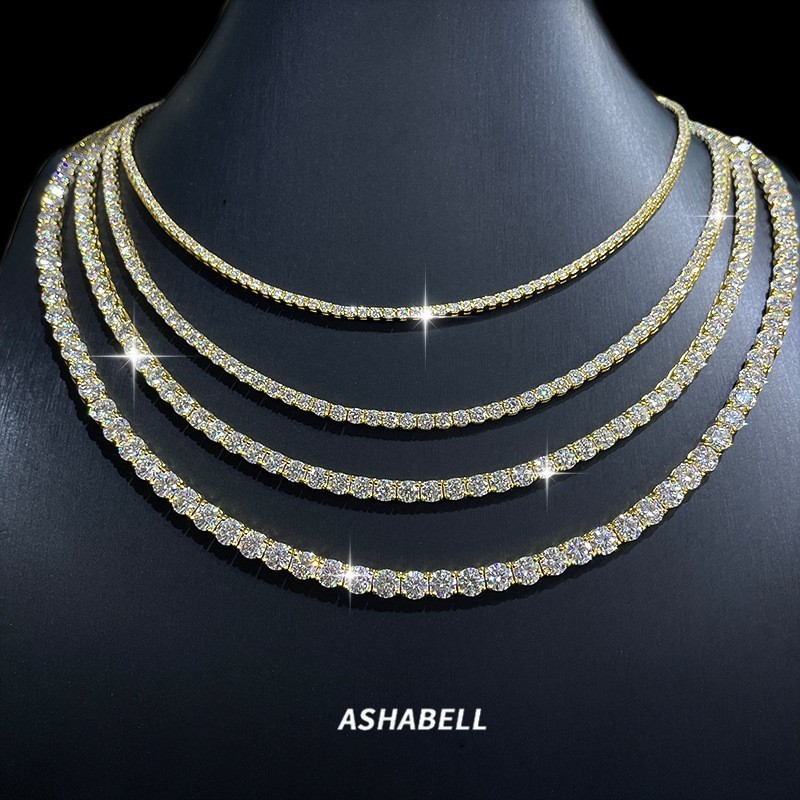 2-6.5mm VVS1 MOISSANITE Tennis Chain Necklace – 925 Sterling Silver – Men Women