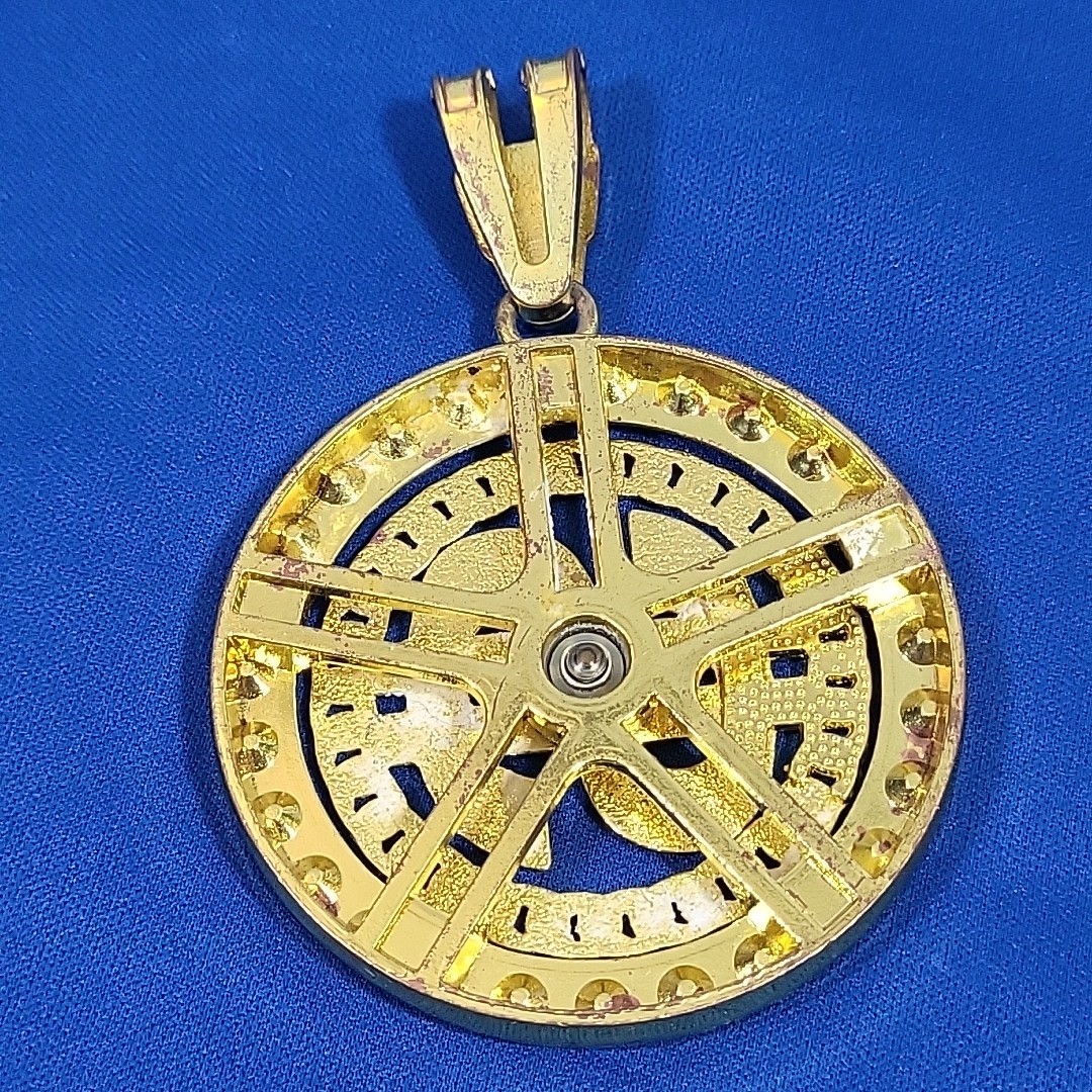 Dollar Money Sign Spinning Pendant Gold-Tone Medallion Bling Rapper Novelty