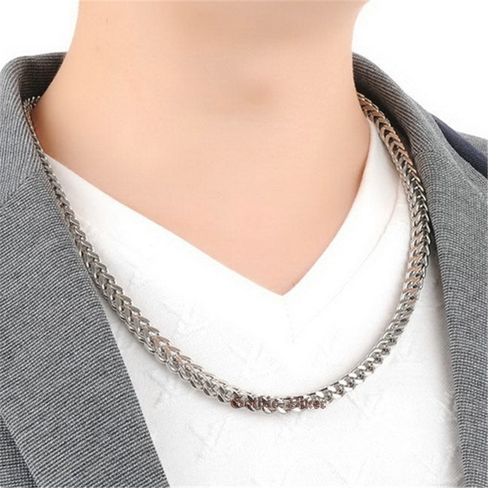 Unisex Franco Link Chain Necklace Stainless Steel 6mm 18-32″ High Quality polish