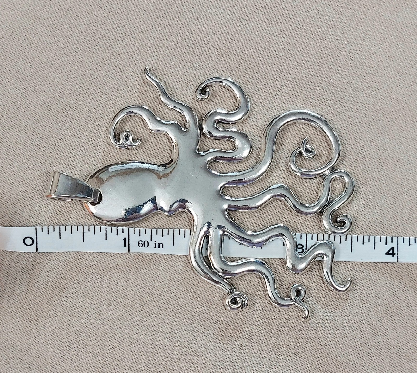 Silver Boho Octopus Squid Necklace Pendant