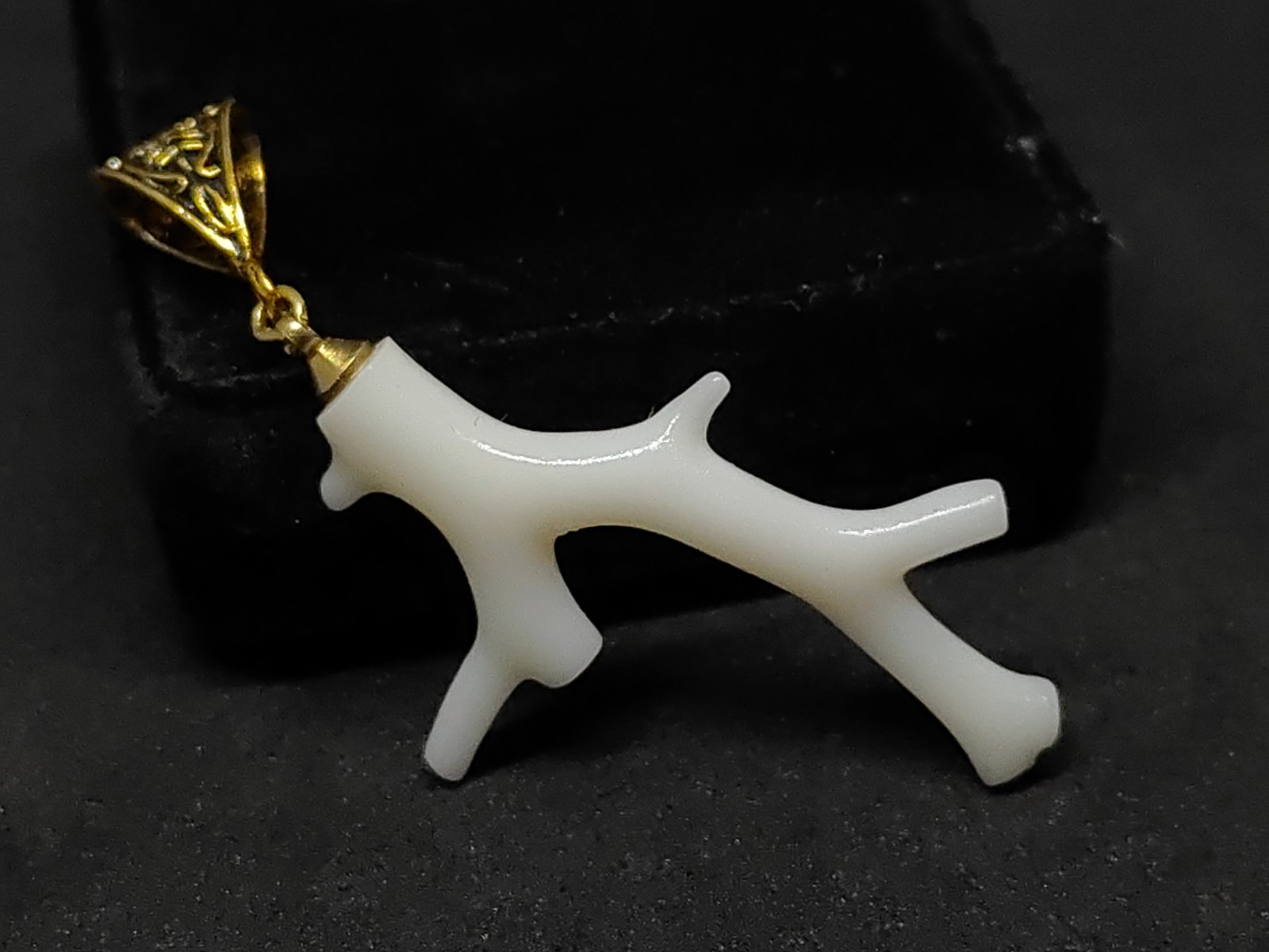 white coral branch pandant -Natural Stone Gold Brass Handmade Jewelry Making