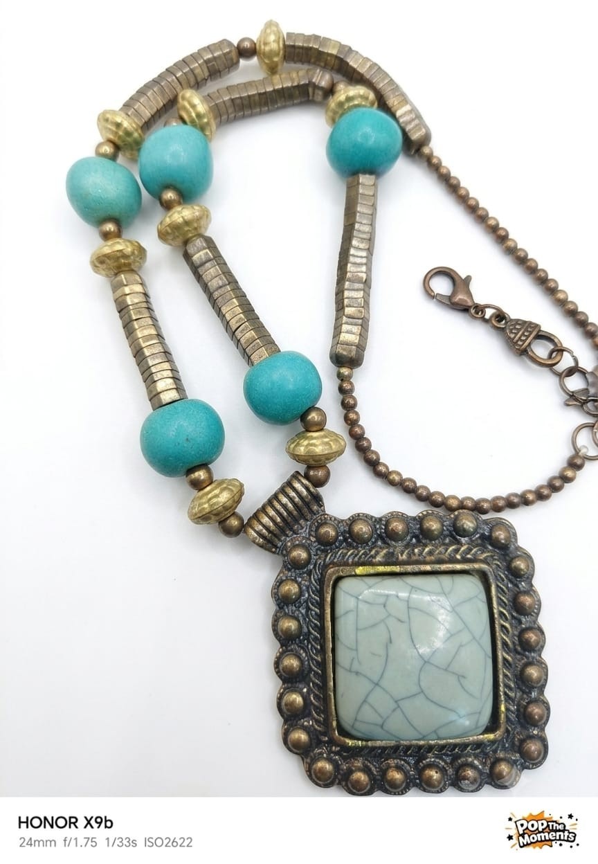 Retro Ethnic Style Turquoise Pendant Necklace for Women