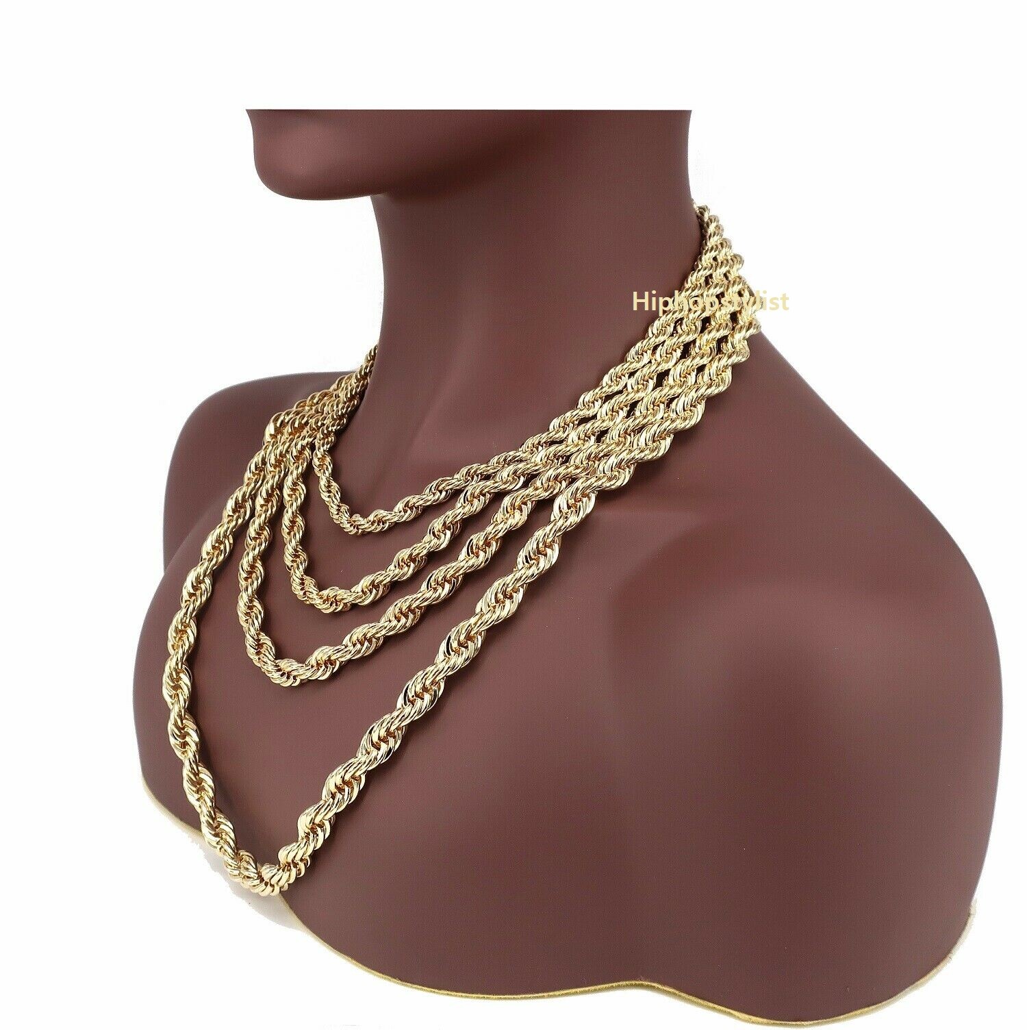 14k Yellow Rope Chain Necklace Bracelet 7mm 8mm 9mm 10mm Width Gold Plated