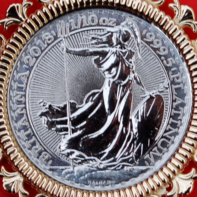 2018 Great Britain 1/10 oz Platinum Britannia BU Coin 14K Gold Necklace NEW