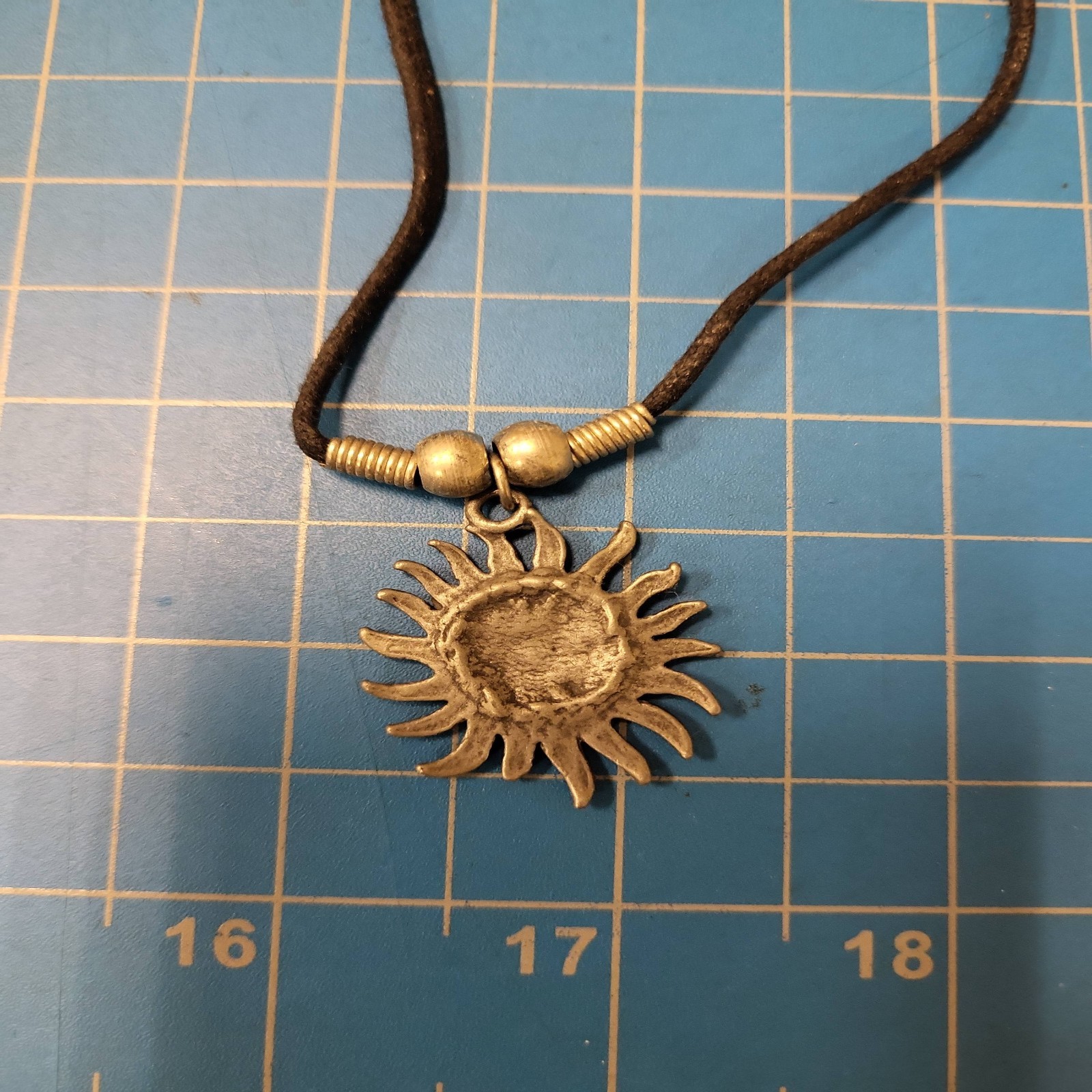 Sun Pendant Necklace Vintage Style Silver Tone Boho Hippie Jewelry Gift