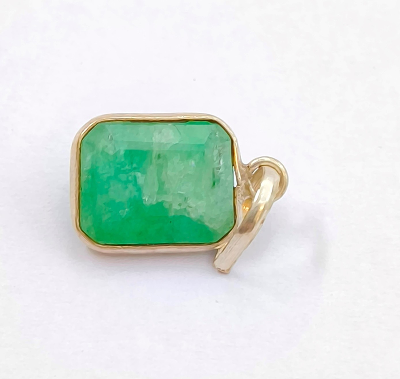 Natural Green Emerald Pendant Gemstone Stainless Steel Jewelry E11-1