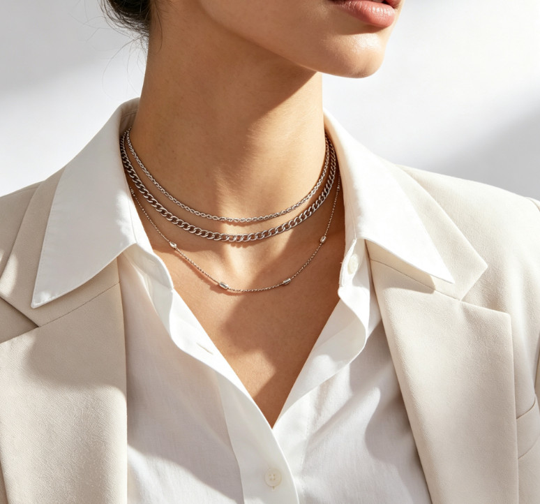 Dainty Layered Necklaces for Women Snake Chain Curb Link Paperclip Chain