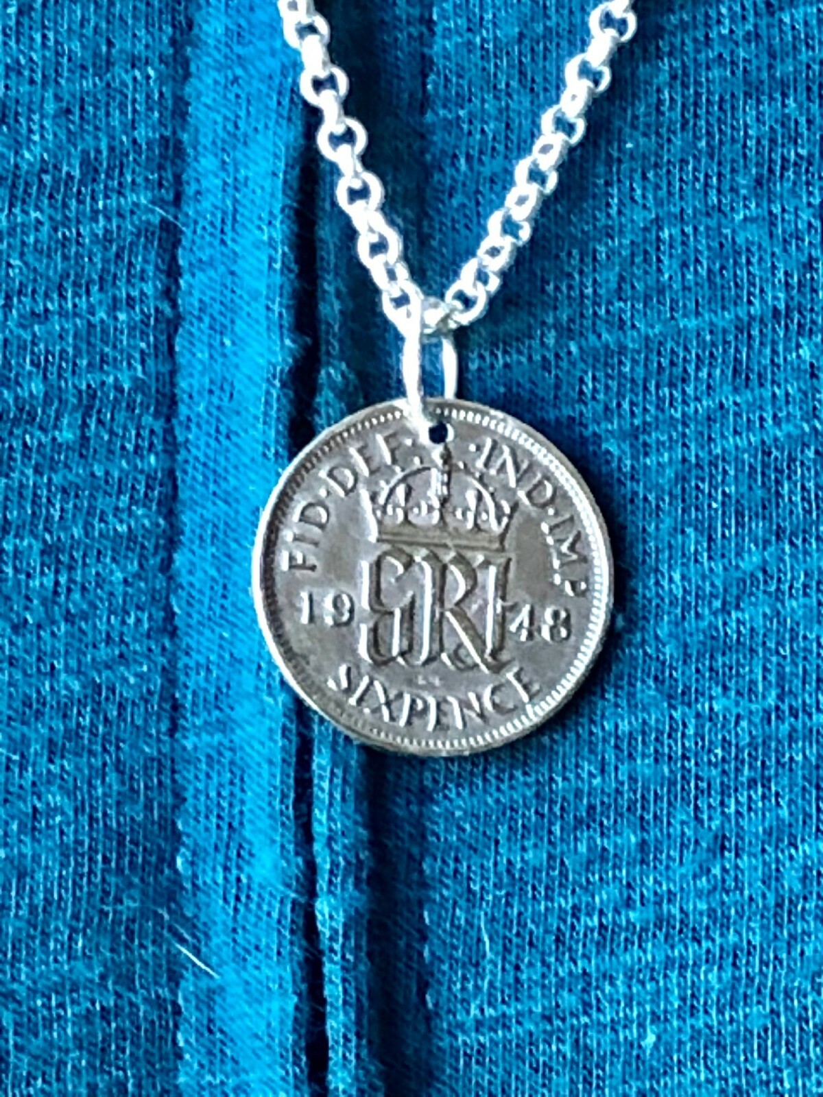 UK 6 Pence Coin Necklace Pendant Sixpence Handmade Jewelry British Currency