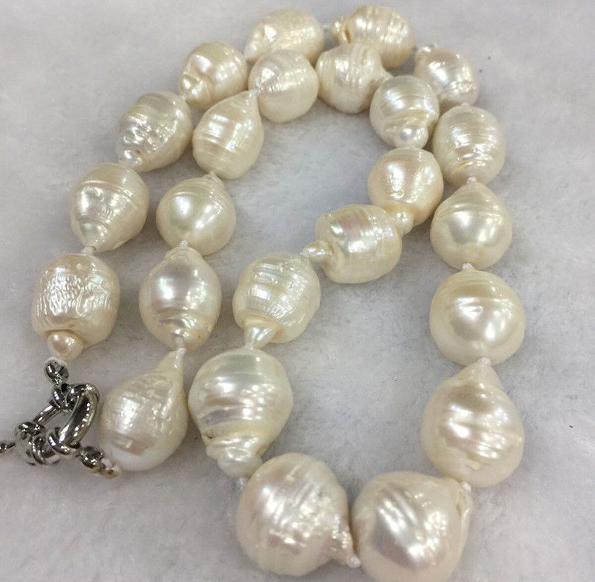 RARE HUGE 15x20MM WHITE SOUTH SEA BAROQUE KESHI AKOYA PEARL NECKLACE 14-36″