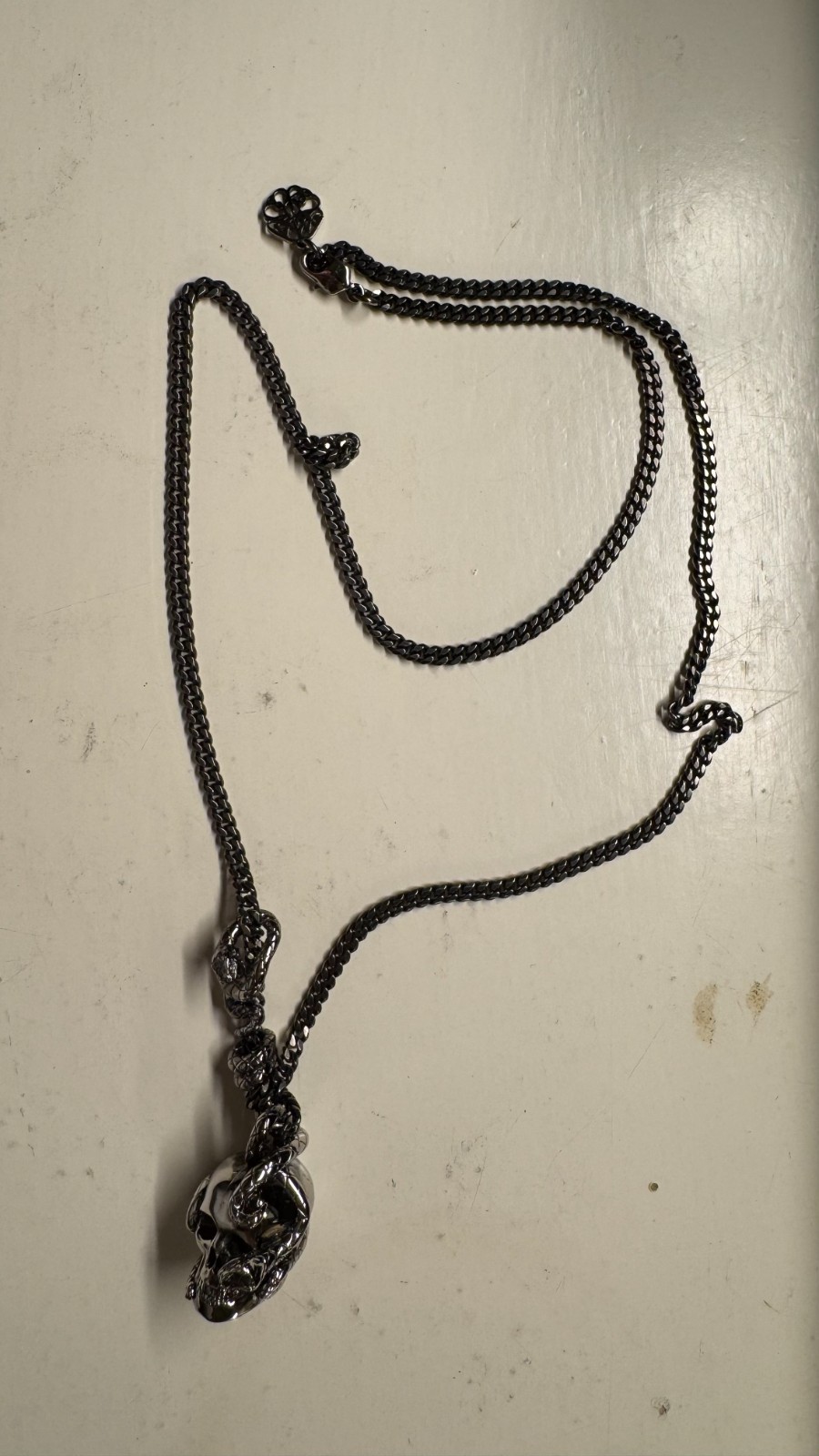 Alexander McQueen Skull Snake Silver Necklace – Excellent