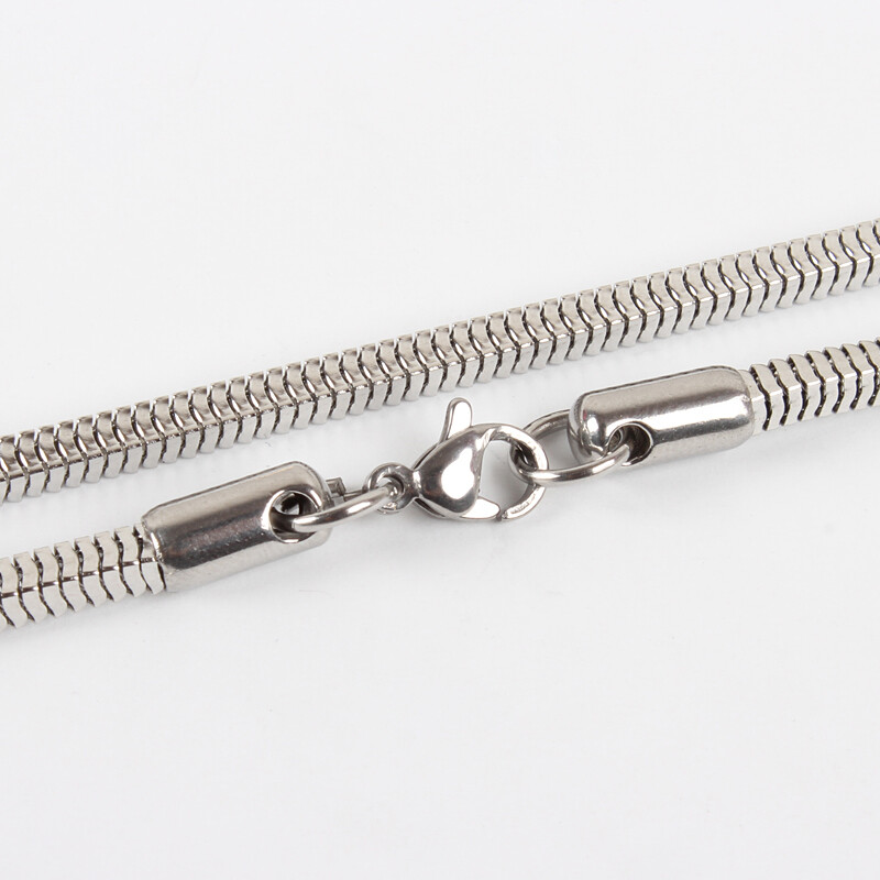 Stainless Steel Snake Chain Necklace Makings Lobster Clasp Platinum 23.6″ P122