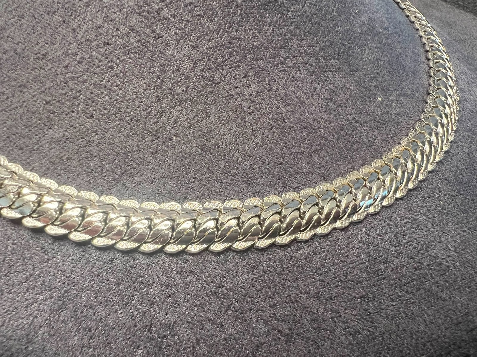 Vintage W. Germany Silver Tone Chainmail Choker Necklace FlatMesh Collar 32-40cm