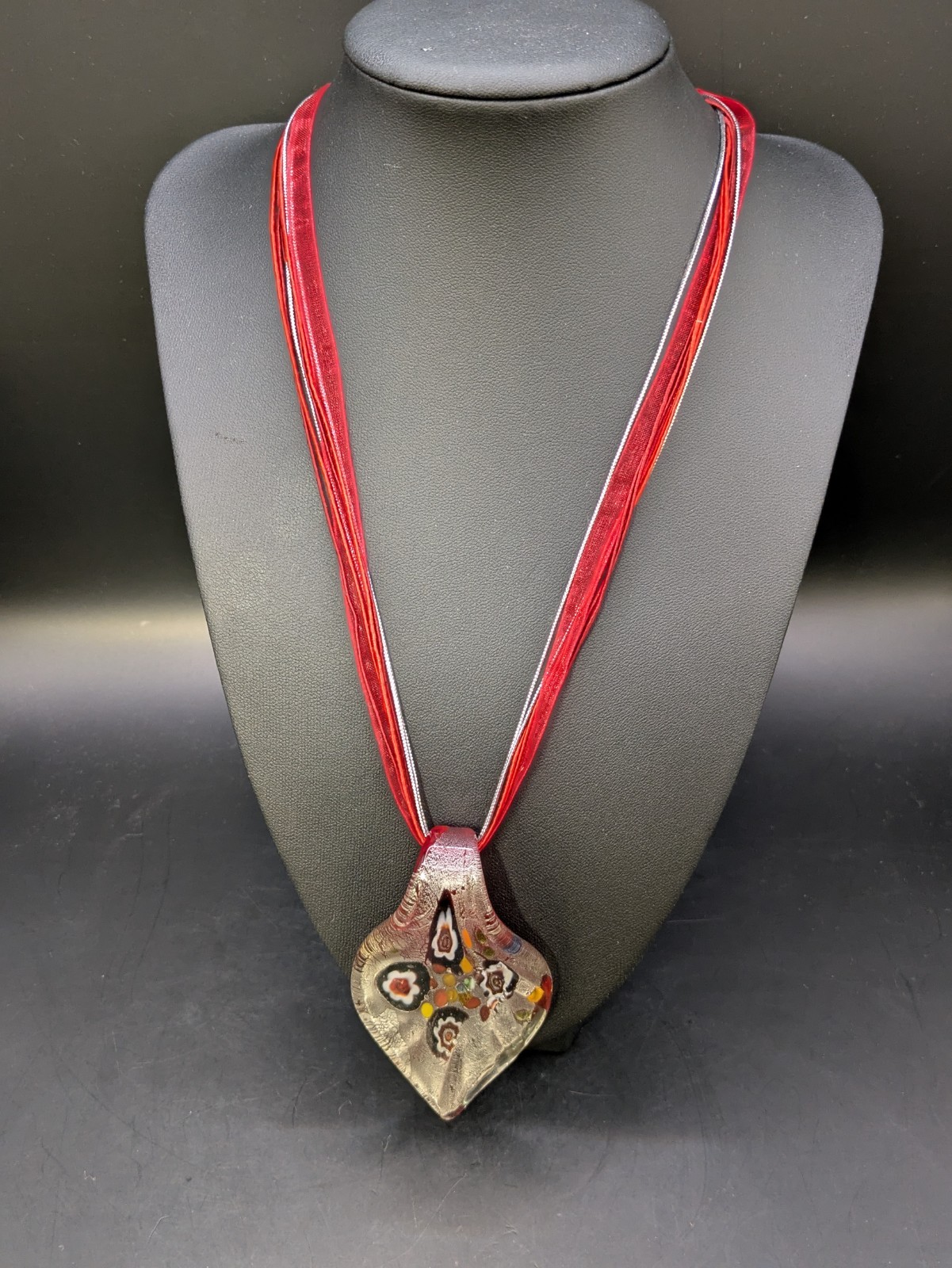 BNWT Murano Venezia Italy Glass Multi Coloured Necklace Large Pendant Boxed (CF)