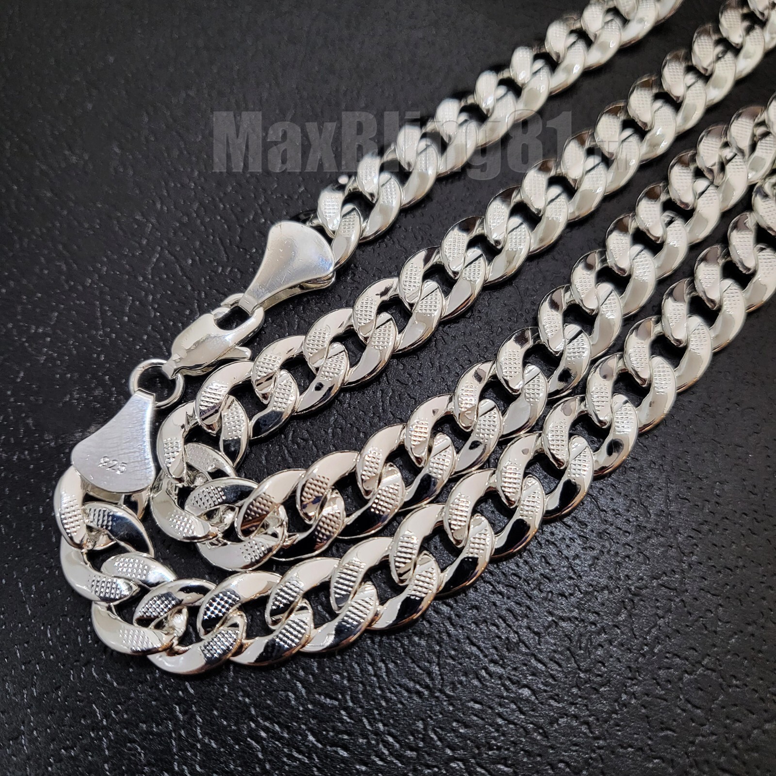925 Sterling Silver plated 10mm 20″ 24″ 30″ Miami Cuban Hip Hop Chain Necklace