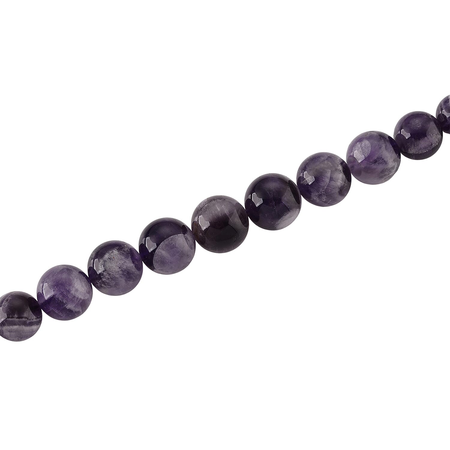 Bi-Color Amethyst 215.00 ctw Beaded Necklace in Rhodium Sterling Silver 20 In