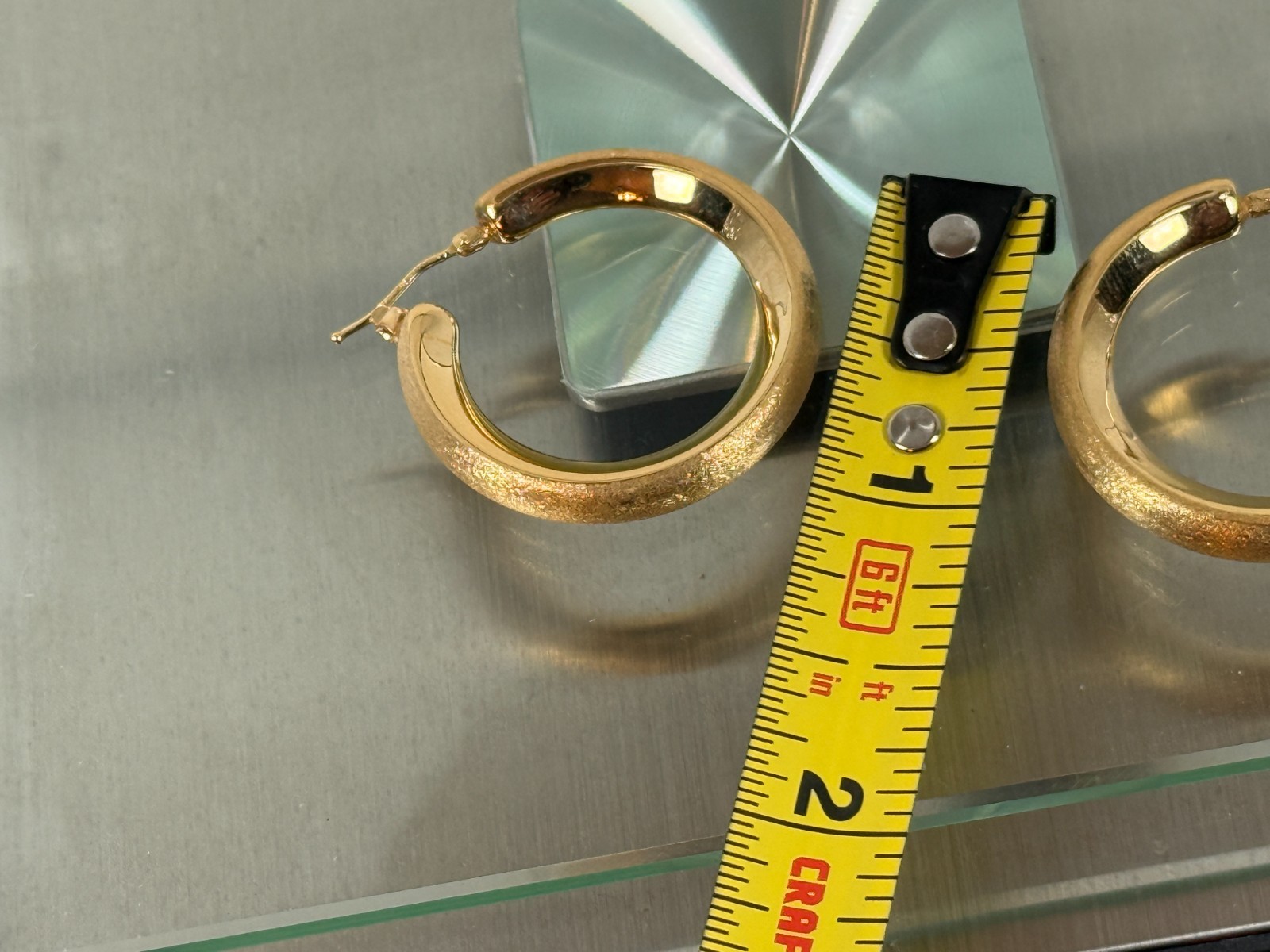 VOGA Collection 18K Gold Electroform Choice of Finish Hoop Earrings – SATIN 1″
