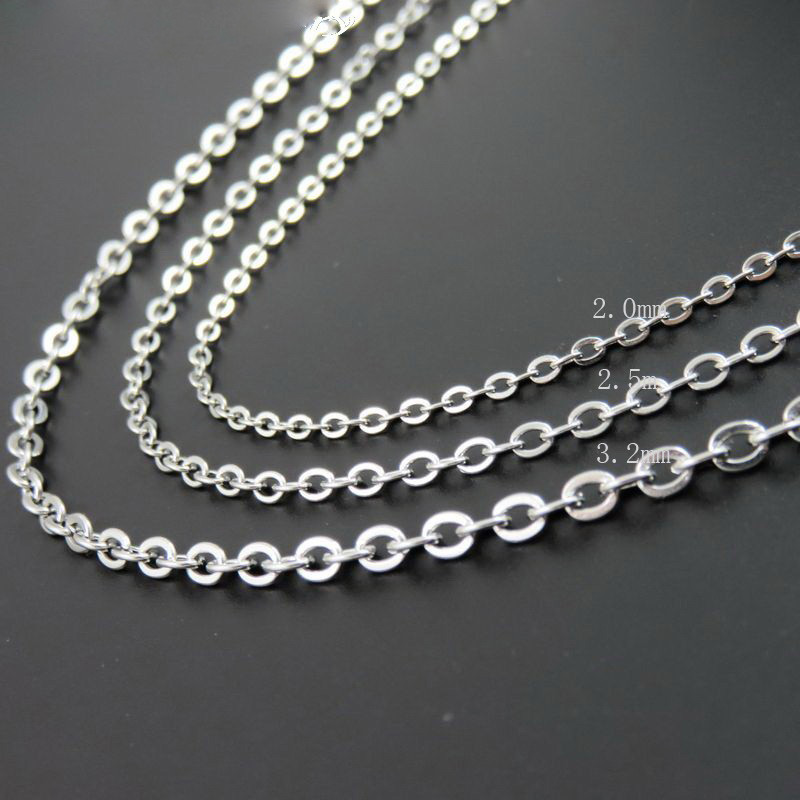 10pcs/lot 1.5/2/2.5/3.2mm Stainless Steel Oval Cross Chain Necklaces Wholesale