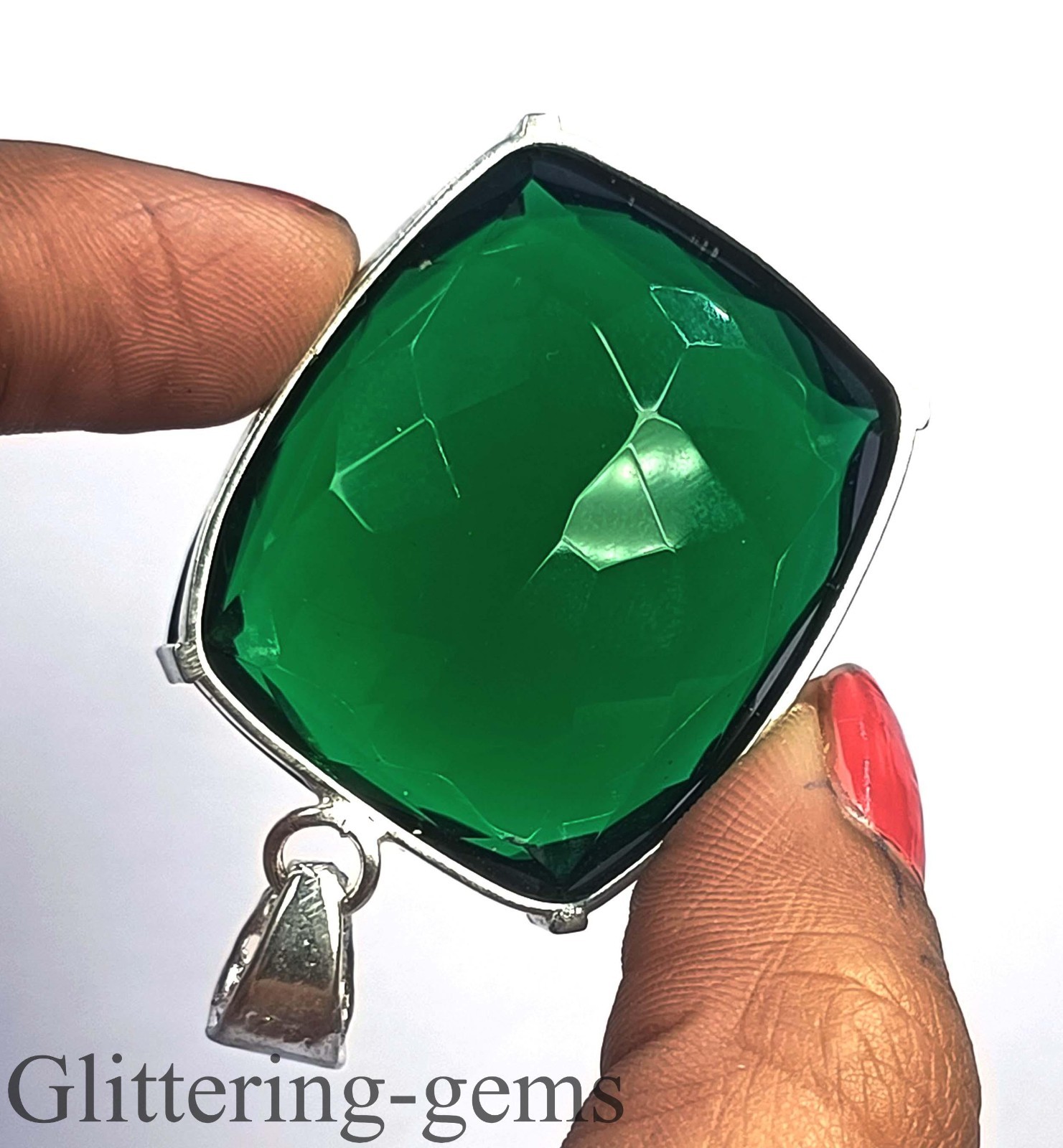 IGL Certified Natural Green Emerald 120.5Ct Cushion Cut 925 Sterling Silver 6DJD
