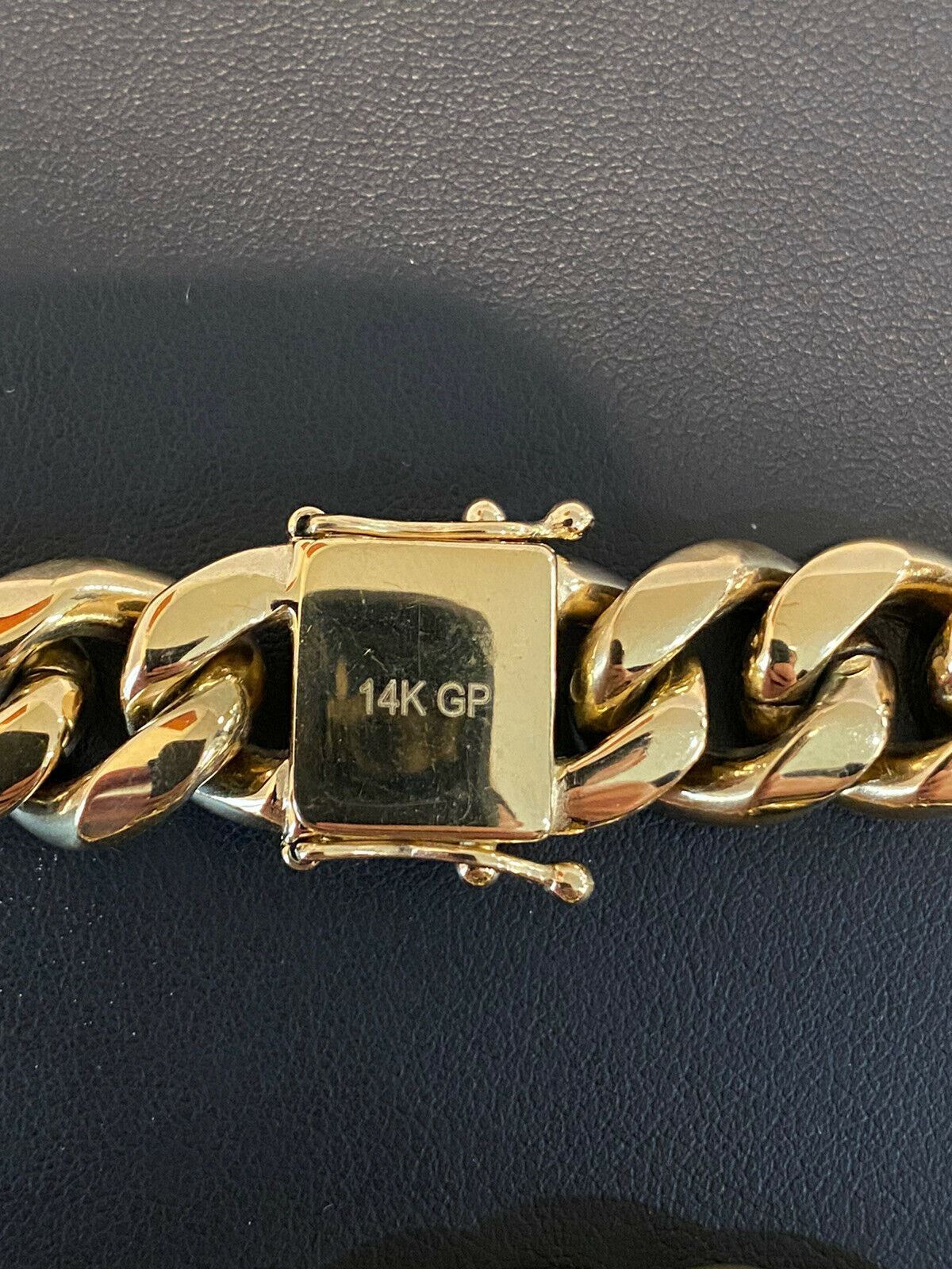 Miami Cuban Link Chain 16mm Box Clasp 14k Gold Plated Stainless Steel 20″ Choker