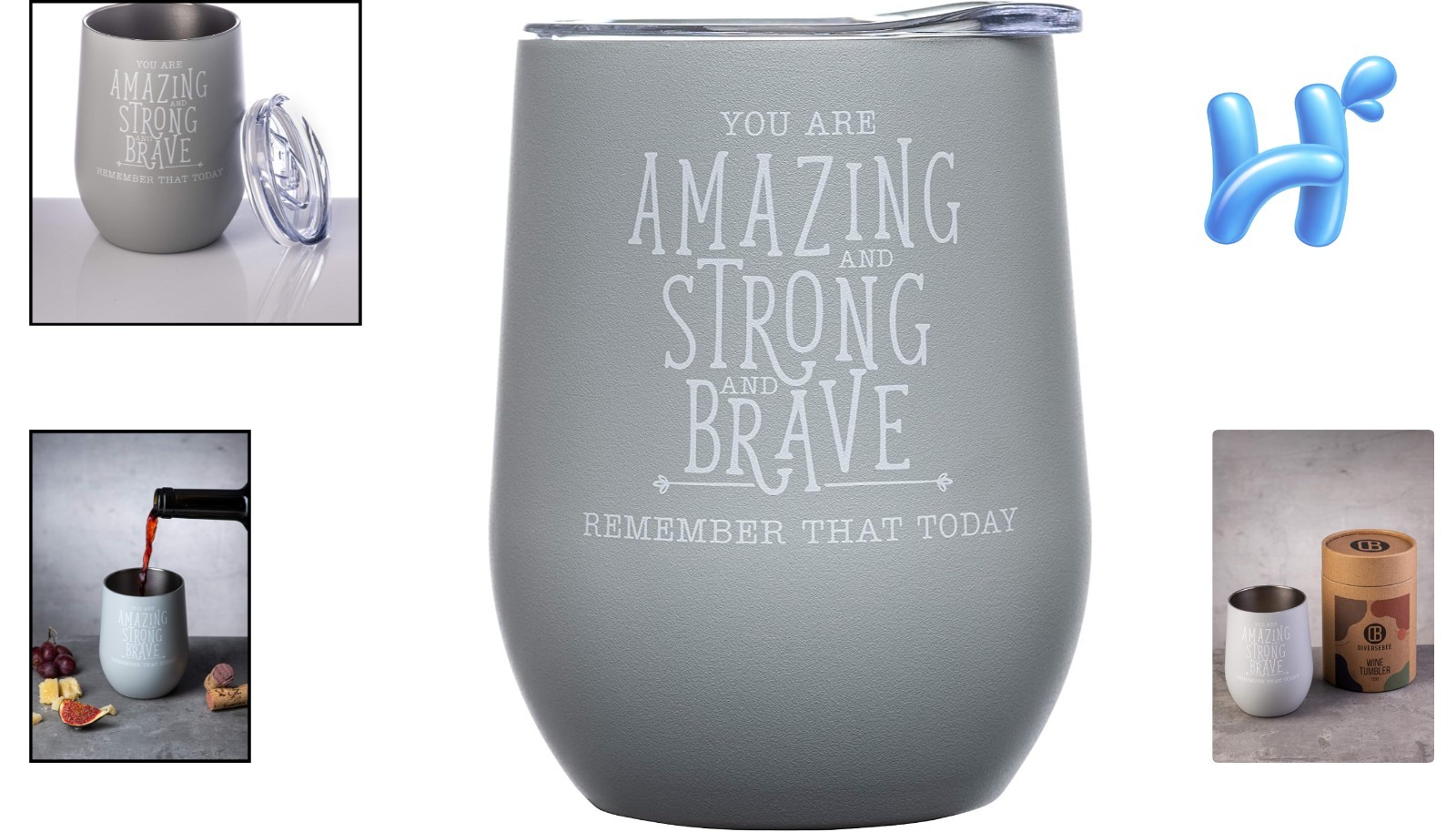 Elegant 12 oz Glacier Gray Wine Tumbler Cup with Lid – Unbreakable & BPA Free