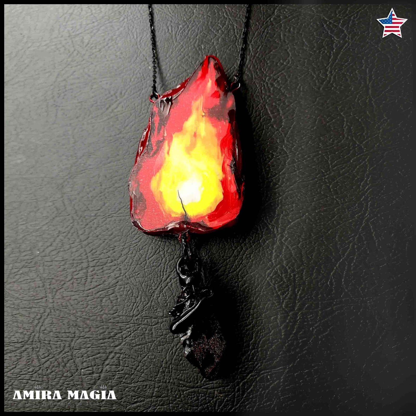 Jewelry Necklace Protective Talisman Pendant Magic Amulet Charm Fire Element Bib