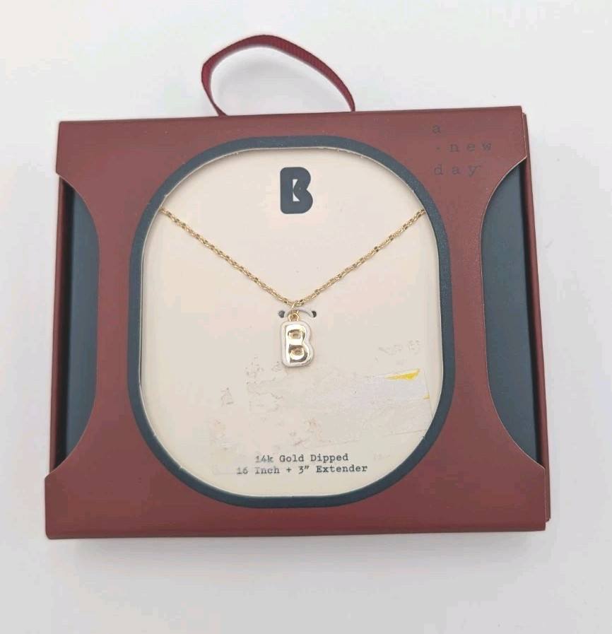A New Day 14K Gold Dipped Initial “B” Necklace 16 Inch & 3″ Ext