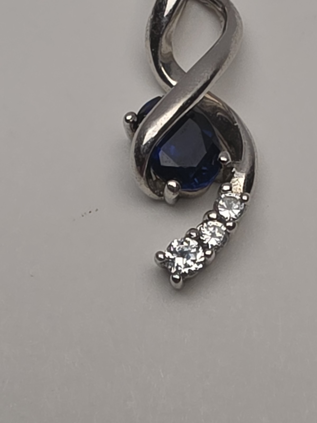 Kay Jeweler Lab Created Blue Sapphire Diamond 18″ Sterling Silver Necklace