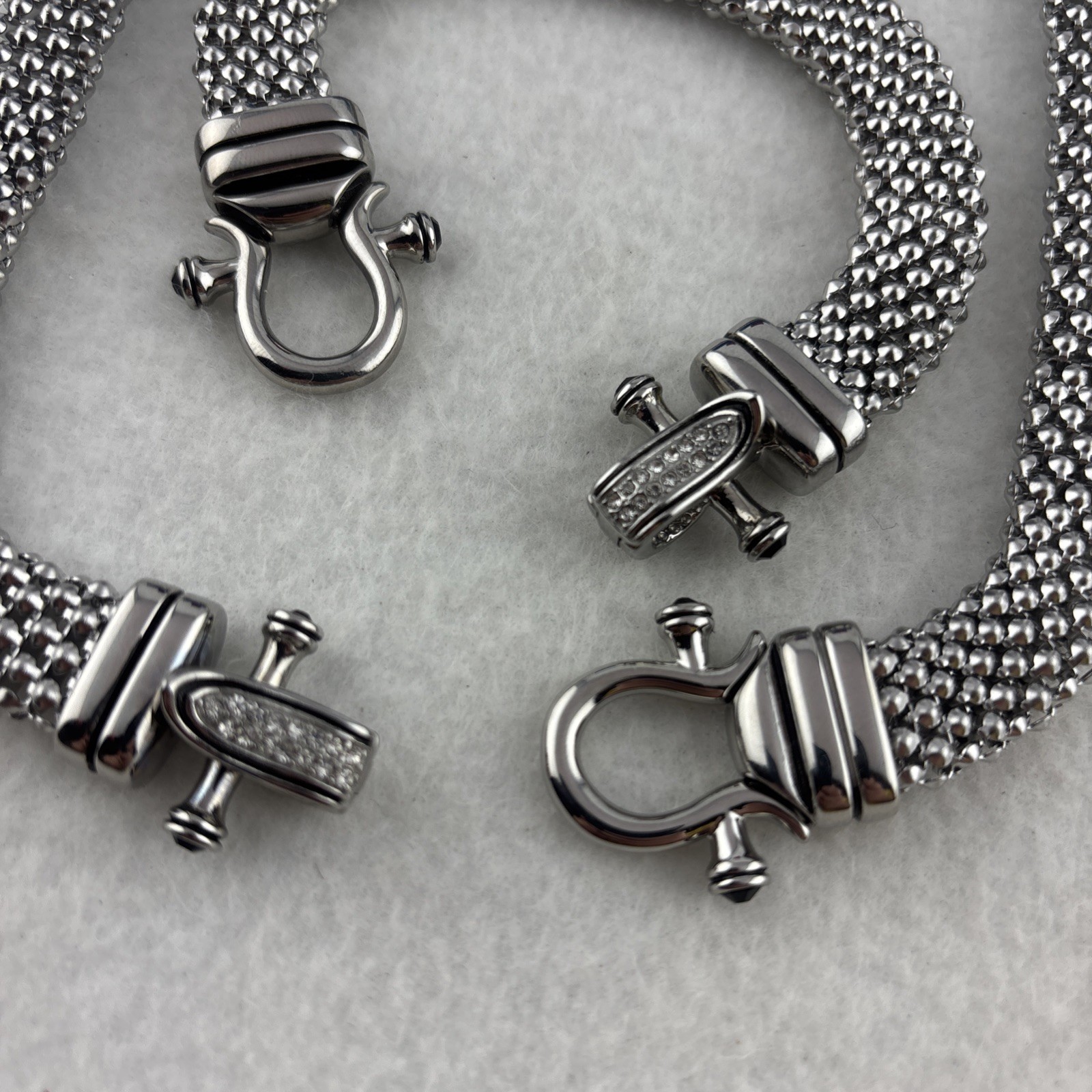 Emma Skye DSMK Stainless Steel Mesh Necklace & Bracelet Set Magnetic Clasp