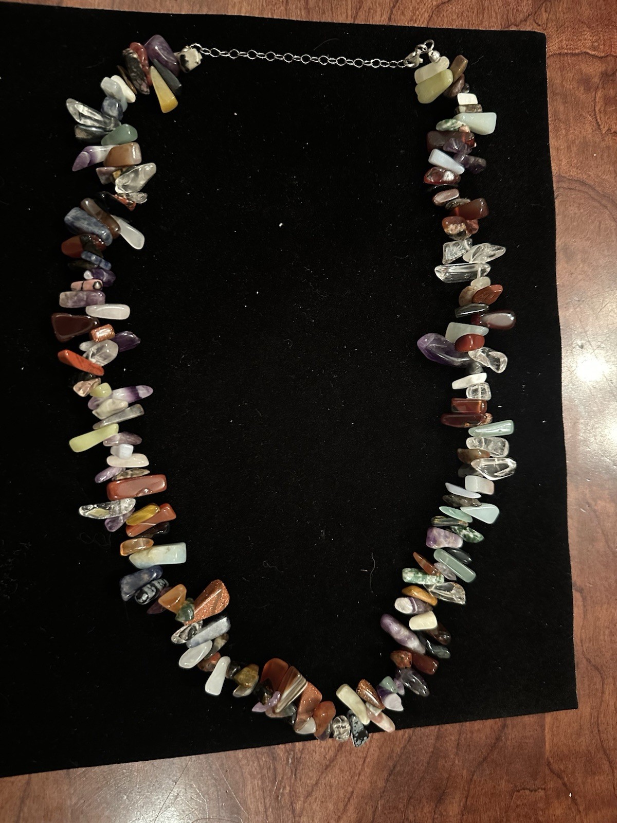 Multicolor Assorted Gemstone Chip Beaded Necklace Bohemian Adjustable Lobster