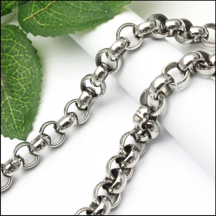 10mm 18inch Mens Women choker Stainless Steel Rolo Chain Necklace Shiny Smooth