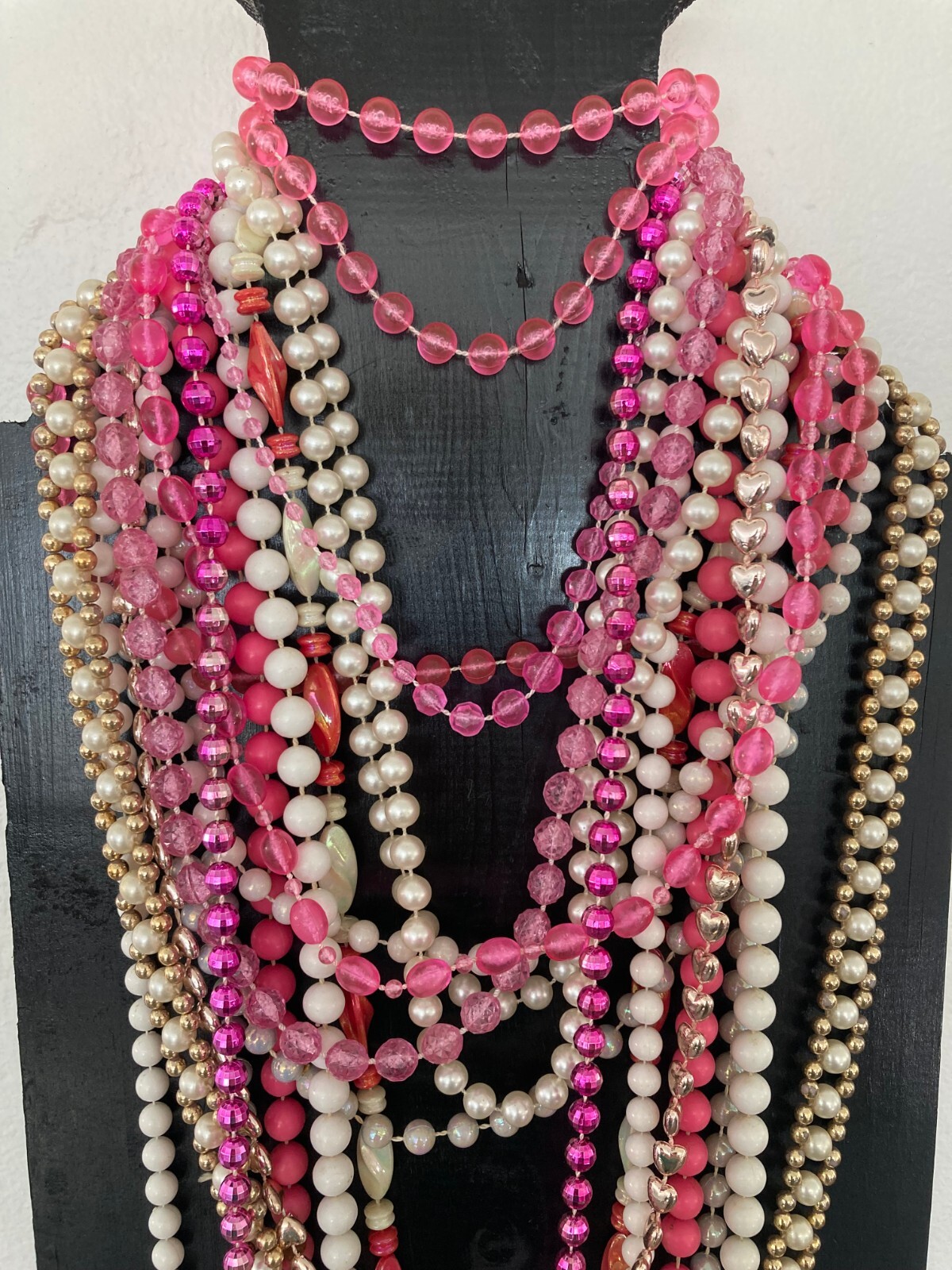 LOT OF 15, Mixed PINK THEME Mardi Gras or DRESS UP Beads…FUN