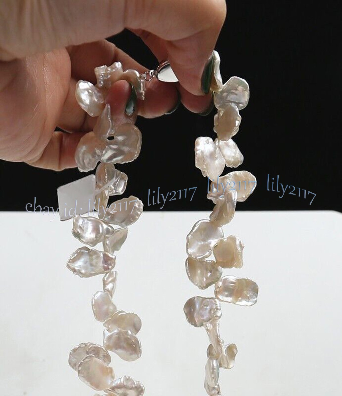 Rare 15-20mm Real Natural Luster White Flat Coin Baroque Pearl Necklace 18 inch