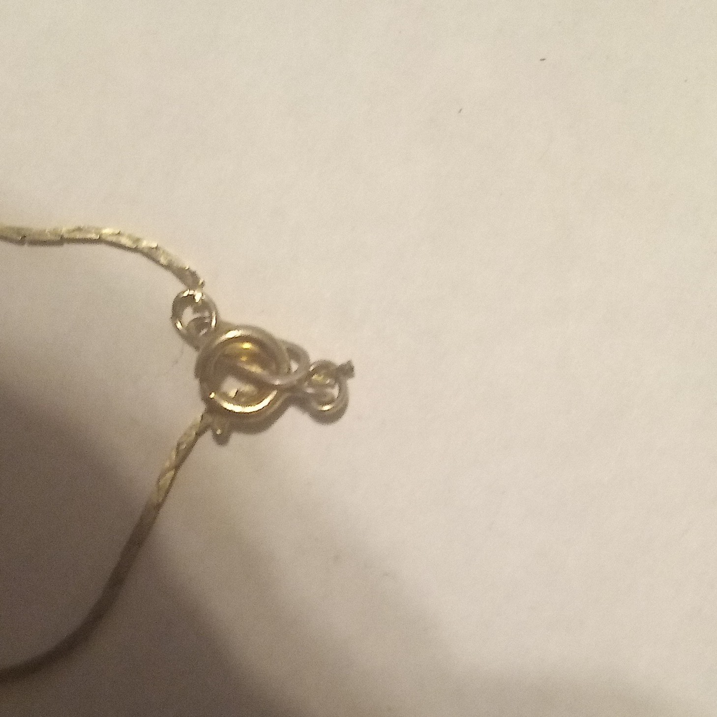 Gold Tone Herringbone Chain Necklace, Heart Charm Pendant, No Stone, Spring