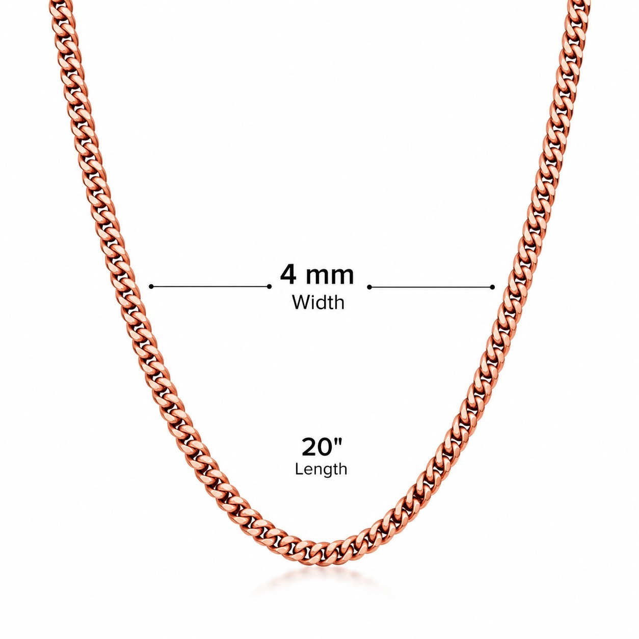 Pure Copper Cuban Link Chain Necklace – 20 Inch – 4mm