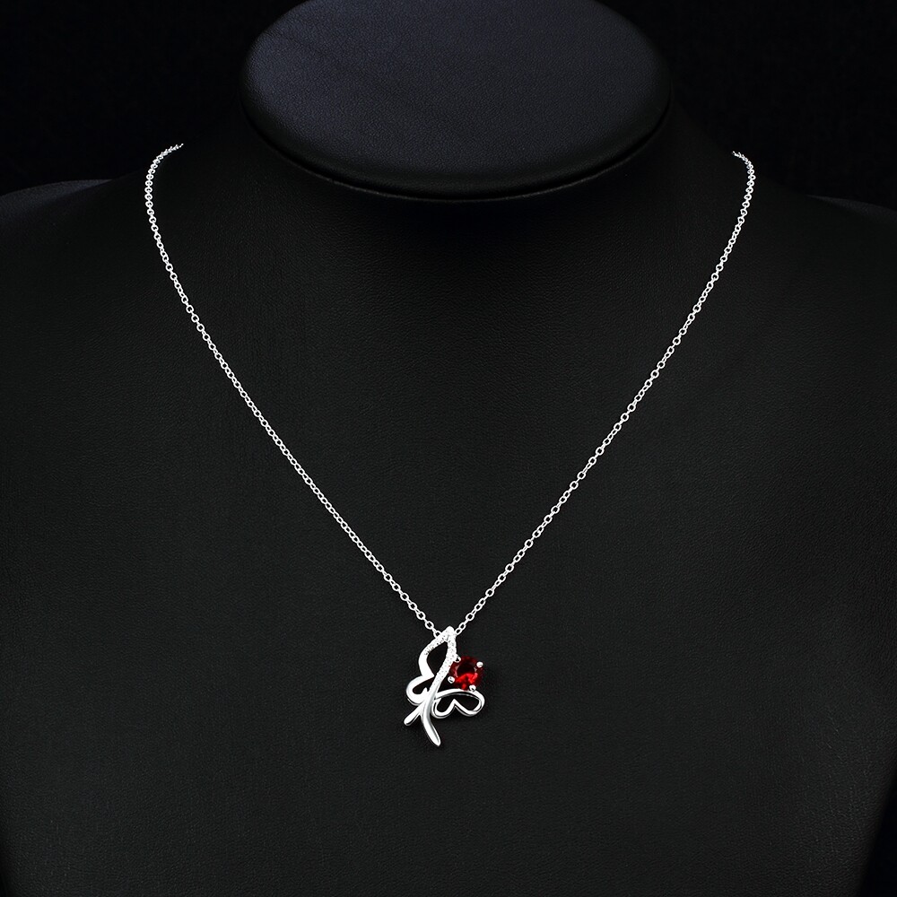 Chic 925 Sterling Silver Filled SF Flower CZ Pendant Necklace N-A780