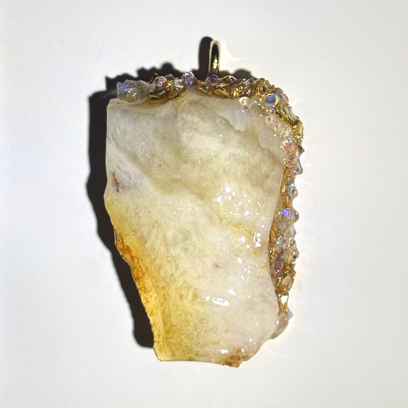 CASTILLE White Rough Quartz Irregular Charm Pendant w/ Bail Crystal