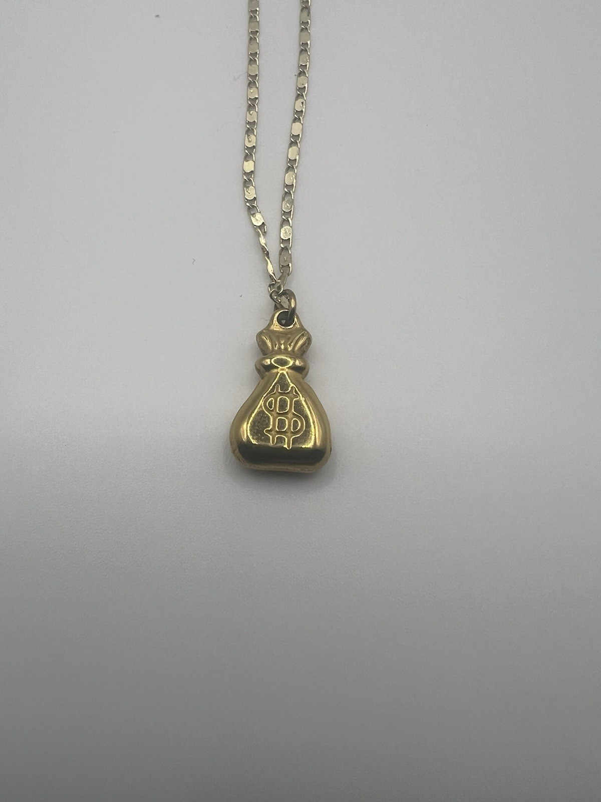 Gold Tone Money Bag Dollar Sign Pendant Necklace Chain Hip Hop