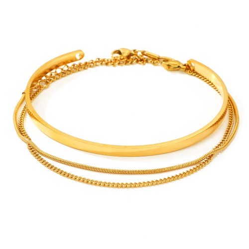 New Fashion Stackable Cuffs Stainless Steel Bracelet 3 Pieces Layered Bracelet