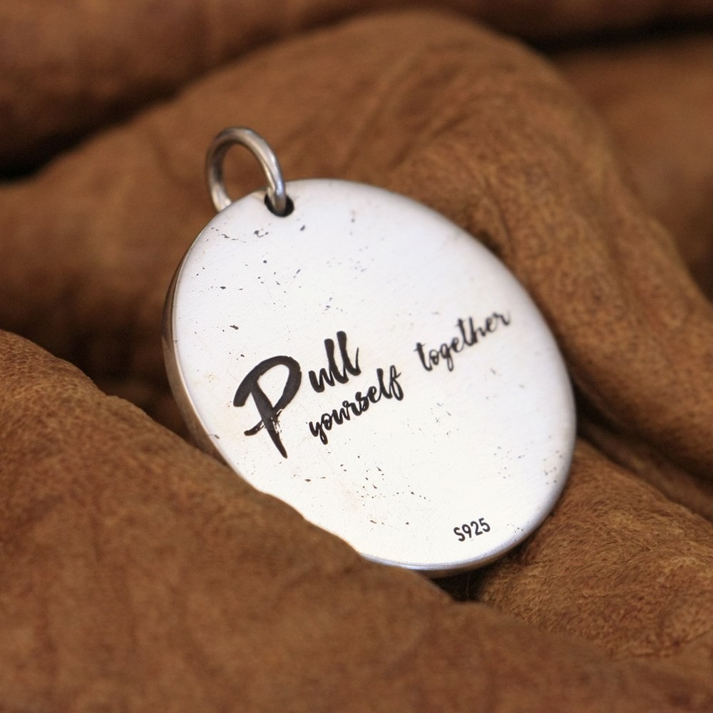 Round Bull 925 Sterling Silver Pendant Fashion Punk Pendant TA285A Dia. 28mm FZ