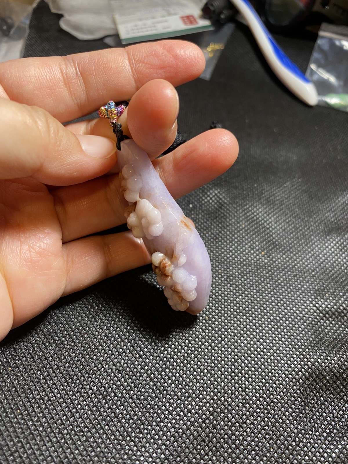 100% Natural Jadeite Jade pink Purple red Pendant 天然缅甸翡翠 A 货粉红紫梅花吊坠