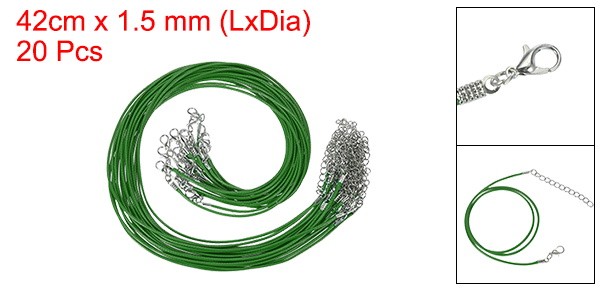 20 Pcs 16″x0.06″ Necklace Cord Waxed Leather Necklace String Rope Dark Green